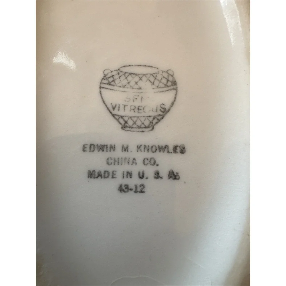 Edwin Knowles Gravy Boat & Plate Adams‎ Gold Swag Design Vintage 1940s